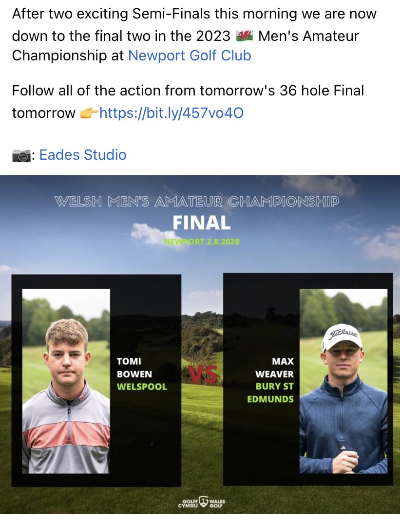 daiell14's tweet photo. Good luck Tomi 🏴󠁧󠁢󠁷󠁬󠁳󠁿🏌🏻‍♂️#welshpoolgolfclub #walesgolf #midwalesgolf https://t.co/IgVNfHXdog