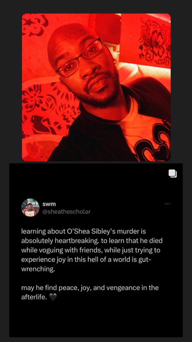 Rest in peace and power, O&rsquo;Shea Sibley.  You&rsquo;re going to change the world. https://t.co/G6r0NEFw5l