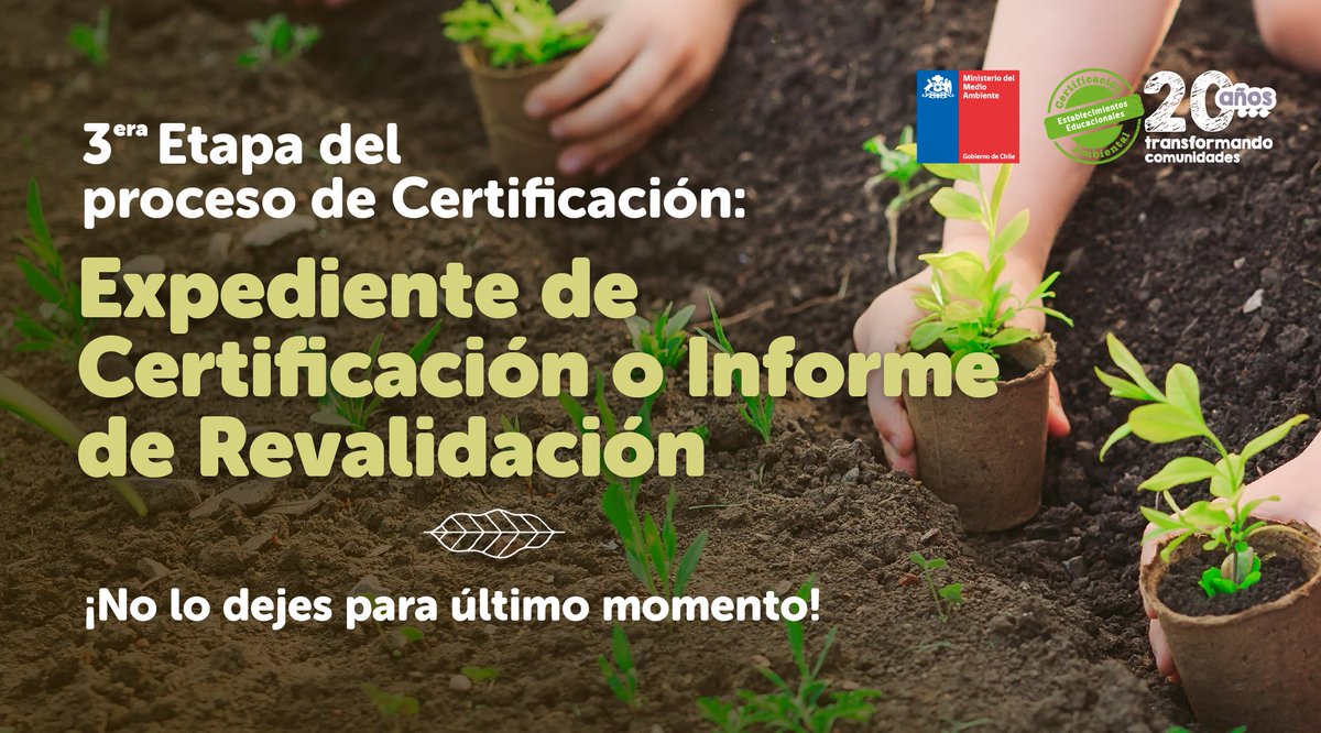 mmabiobio's tweet photo. 🌱¡Atención a todos los establecimientos educacionales #SNCAE!  

Para aquellos que se encuentran en proceso de certificación ambiental el plazo para entregar el expediente o informe de revalidación finaliza el hasta el 30 de agosto. 

Más información https://t.co/xrplt2ABTi https://t.co/vCuwZYcCVz
