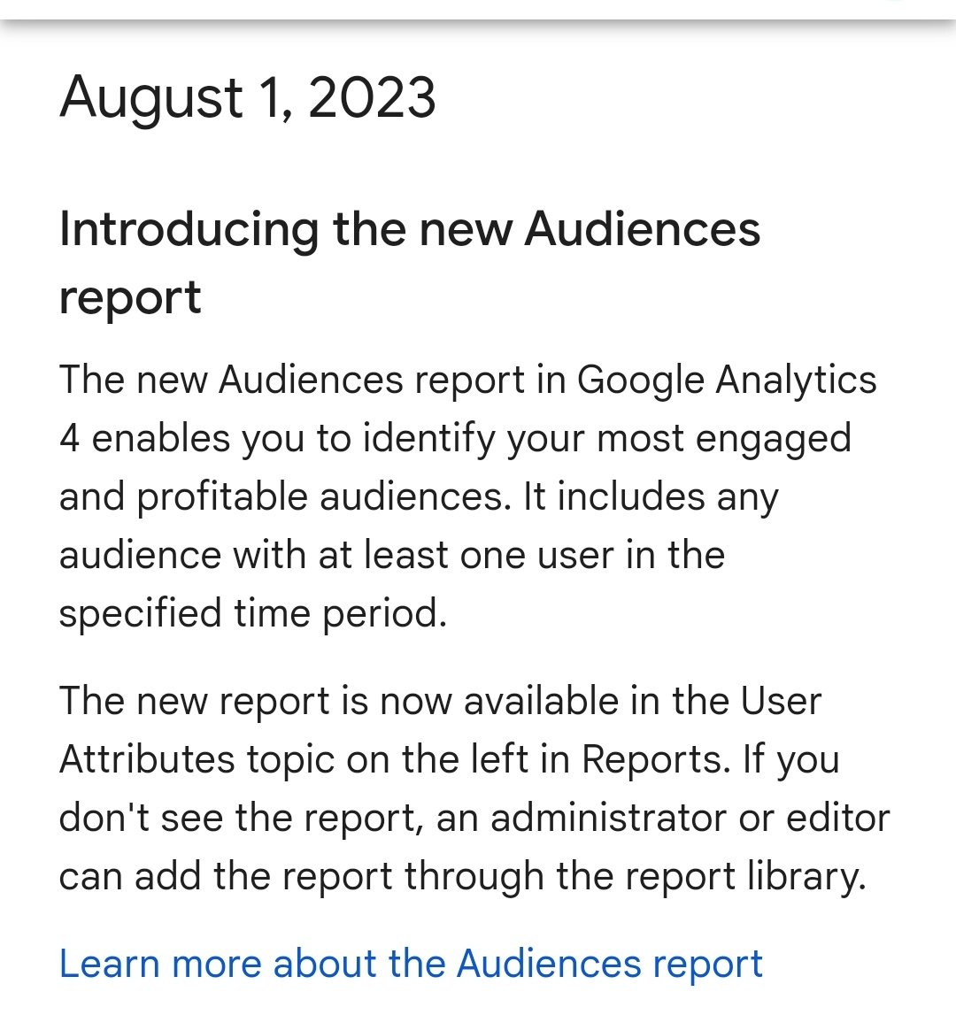 🚨#GA4 Breaking News Update

Google Analytics lanza un nuevo informe de Audiencias

searchengineland.com/google-analyti…
