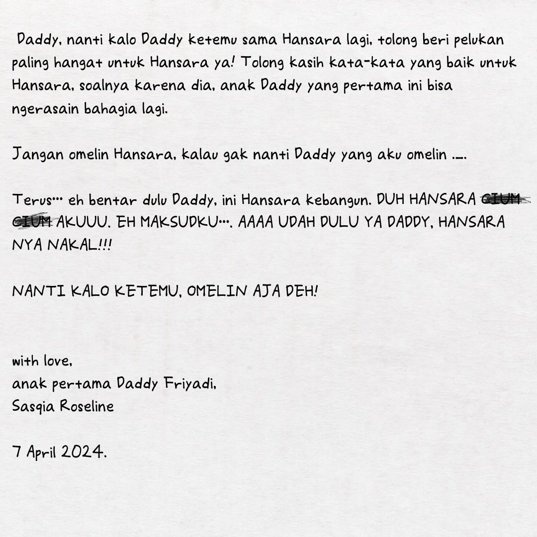 395] Surat untuk Daddy dari Sasqia.