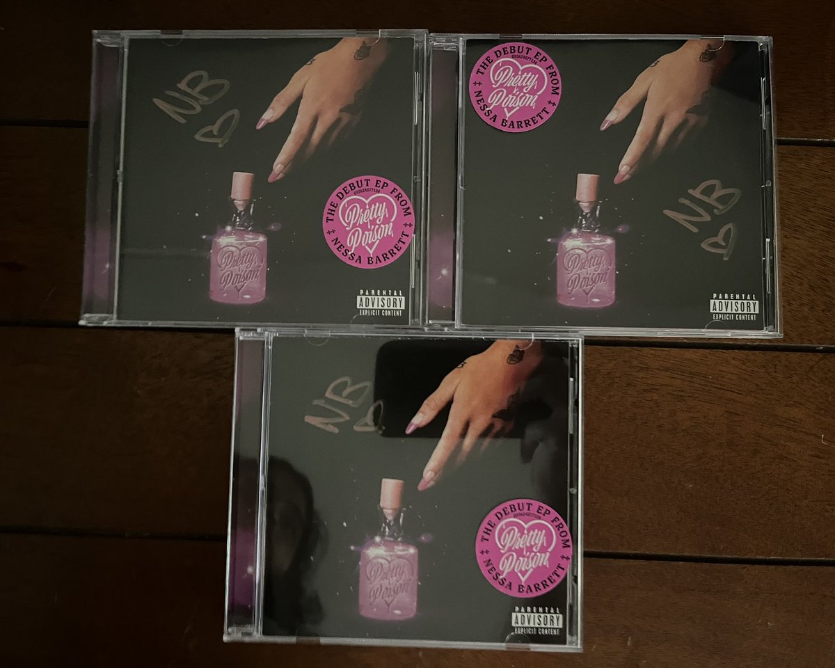 justlikeobv's tweet photo. i’m selling (3) three nessa barrett pretty poison signed cds, let me know if you’re interested :) https://t.co/4MgI7MuOi0