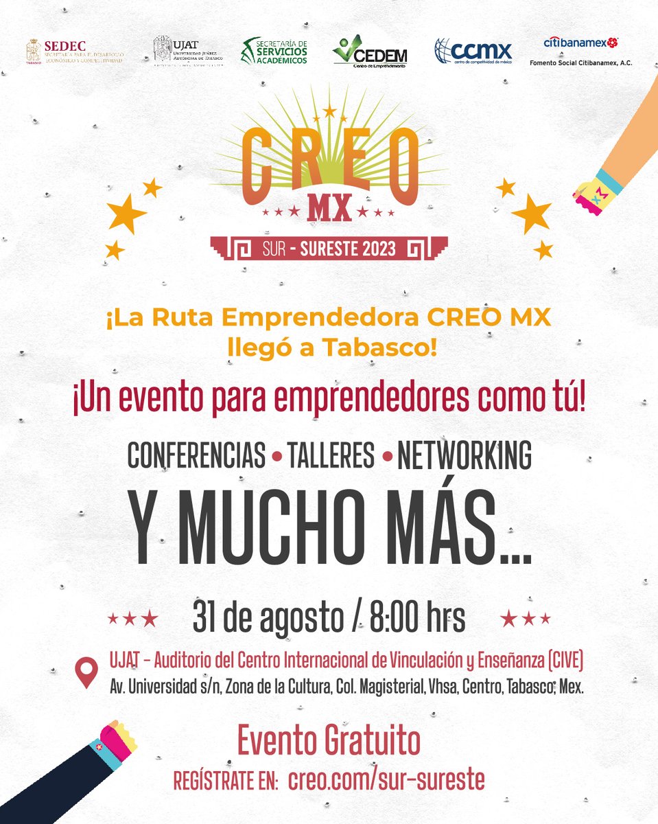 cedemujat's tweet photo. ¿Buscas herramientas para fortalecer tus habilidades empresariales? 📷

La @UJAT  a través del @cedemujat invitan a la comunidad universitaria y #emprendedora  a #CREOMX Sur-Sureste. Participa y aprende de los expertos en negocios.

📷 REGISTRATE EN 📷 https://t.co/wa8NRgpy84 https://t.co/5oPTjv7N0P