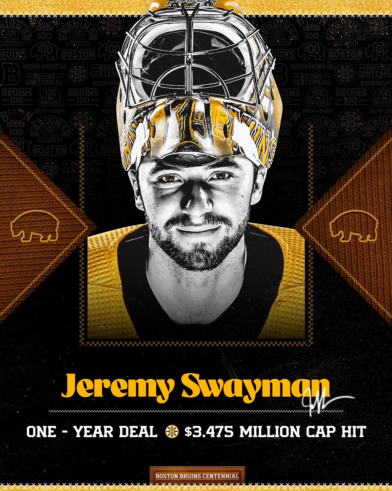 Check Out Bruins Goaltender Jeremy Swayman's Centennial Mask