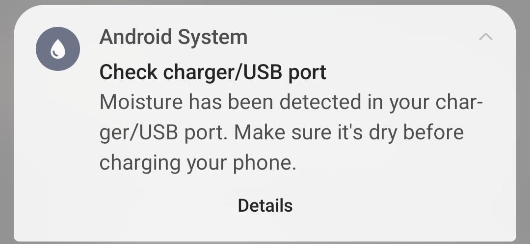 Had this notifications since this happend, phone still works fine though. I'll leave it overnight and hopeful it will have dried out by then