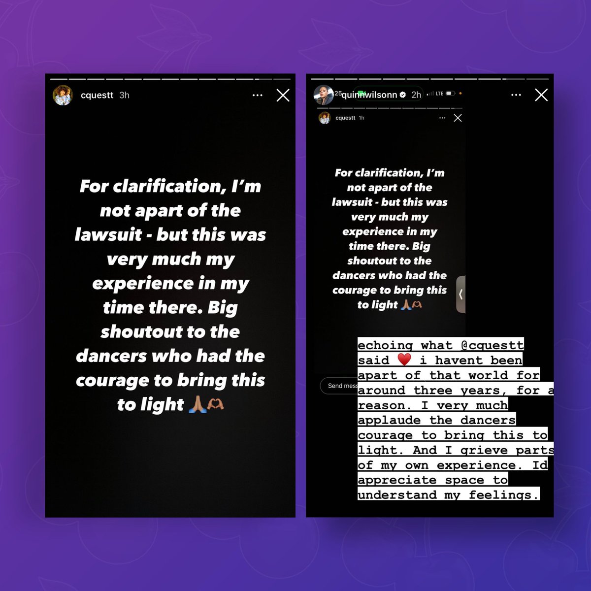 PopBase's tweet photo. Lizzo’s former creative director, along with one of her former dancers, share support for the lawsuit filed against the singer: 

“I’m not apart of the lawsuit - but this was very much my experience in my time there… I very much applaud the dancers courage to bring this to light.”