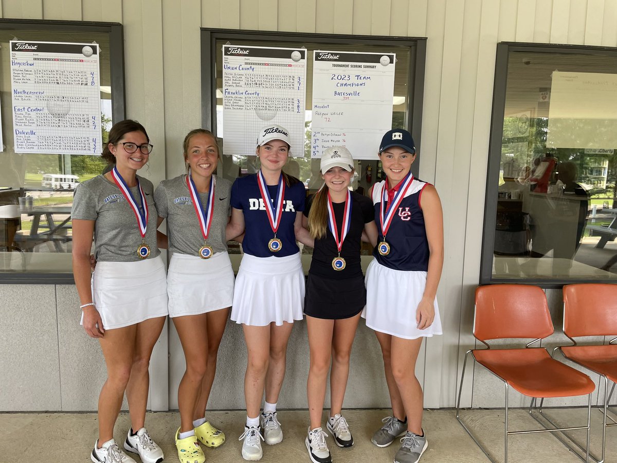 Batesville outpaces the field at Liberty CC to win the Union County Invite today. Junior Addy Weiler claims medalist, senior Josie Meyer 3rd.