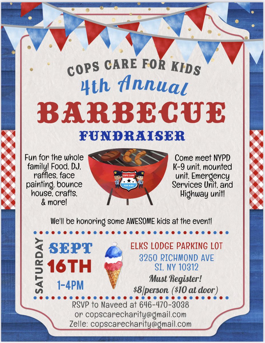 CopsCareForKids's tweet photo. Join us at our 4th annual bbq! Get your tickets soon, we sell out every year! https://t.co/vgijaqBBx9