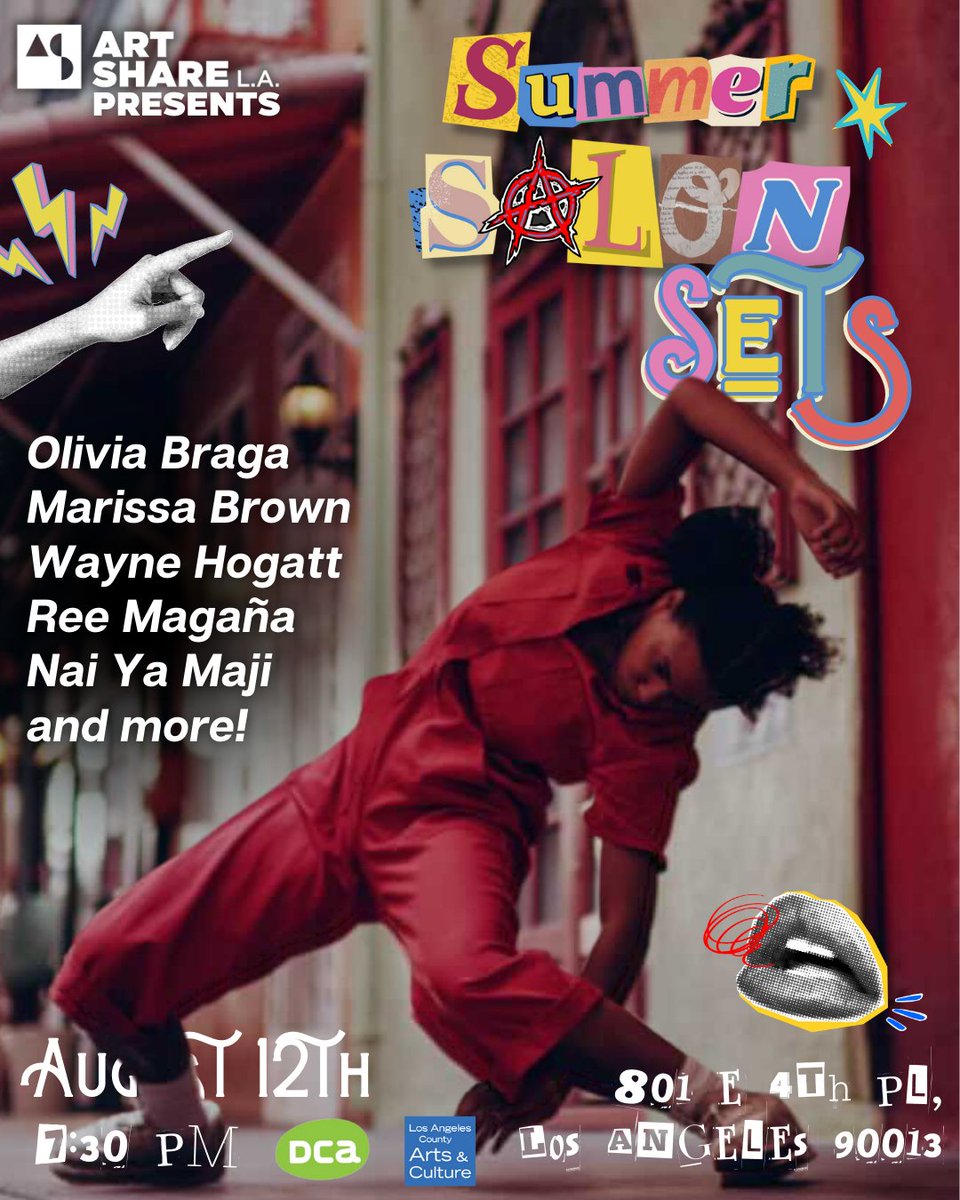 Join us Saturday, August 12th, for Art Share Presents: Summer Salon Sets! These multidisciplinary performances include music, dance, and poetry alongside the opening of the Summer Salon exhibition.

Free entry! eventbrite.com/e/art-share-la…