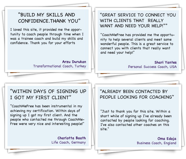 ★ #TraineeCoaches and recently qualified #LifeCoaches, are you looking for clients to offer free sessions? Get coaching experience, gain confidence, build your reputation: coachmefree.com/traineecoaches ★

#FreeCoaching #FreeLifeCoaching #TraineeLifeCoach #CoachMeFree #GoalSetting