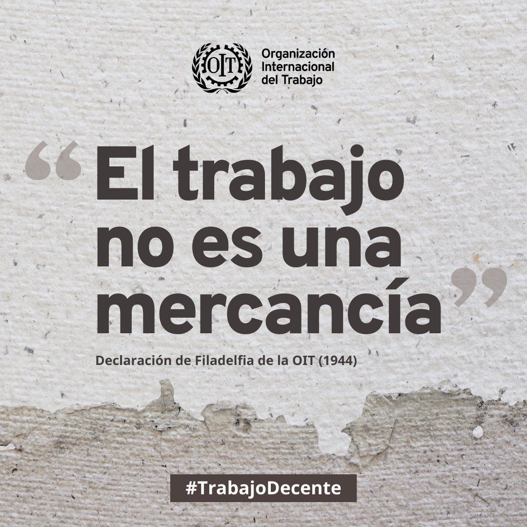 OITAndina's tweet photo. 📣El trabajo no es un producto que se pueda negociar para obtener el precio más bajo

🙋🏽‍♀️🙋🏽‍♂️El trabajo es fuente de dignidad, bienestar y desarrollo

👉🏽Muchos de los derechos laborales que hoy damos por sentados fueron acordaron por empleadores trabajadores y gobiernoss, en la OIT https://t.co/vD8RuedgWr