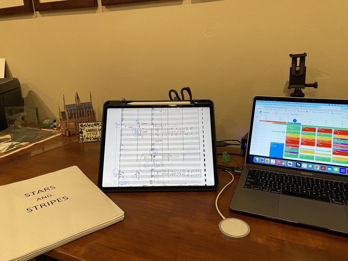 GabrielKGordon's tweet photo. Back to work in my wonderful studio at home- love my great space! #conductorlife #teacherlife #WorkspaceInspiration https://t.co/KcTGyseyg6