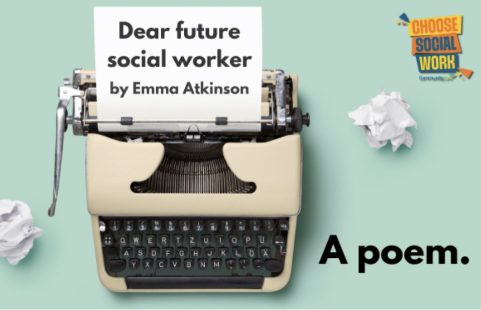 Outside of the day job, I really enjoy writing as a hobby, so I'm chuffed that my poem was selected for Community Care's Choose Social Work campaign which is all about promoting better news stories for social work #choosesocialwork  communitycare.co.uk/2023/08/01/poe…