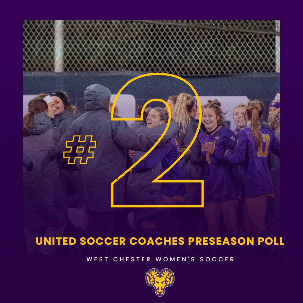 WCUAthletics's tweet photo. WSOC: West Chester was ranked second in the United Soccer Coaches Preseason poll it was announced this afternoon! Full story ⬇

📰:https://t.co/WpNWjIHgyD

#ramsup https://t.co/sXke1DcaGO