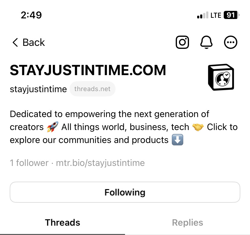 stayjustintime's tweet image. Hello Threads world!! Be sure to check us out :)

#Threads #Instagram #TechTok #Facebook #Meta #Twitter #Apps #IGThreads #Zuckerberg #SmallBiz #SmallBusiness #MarkZuckerberg #ElonMusk #Marketing #DigitalMarketing #fyp #JustInTime #StayJustInTime #NewTwitter