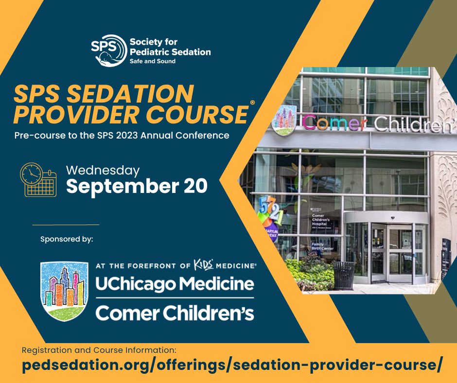 Register today for the September 20, SPS Sedation Provider Course, in Chicago. Details at pedsedation.org/offerings/seda… #sedation #SPS23 #MedEd #Chicago @ComerChildrens