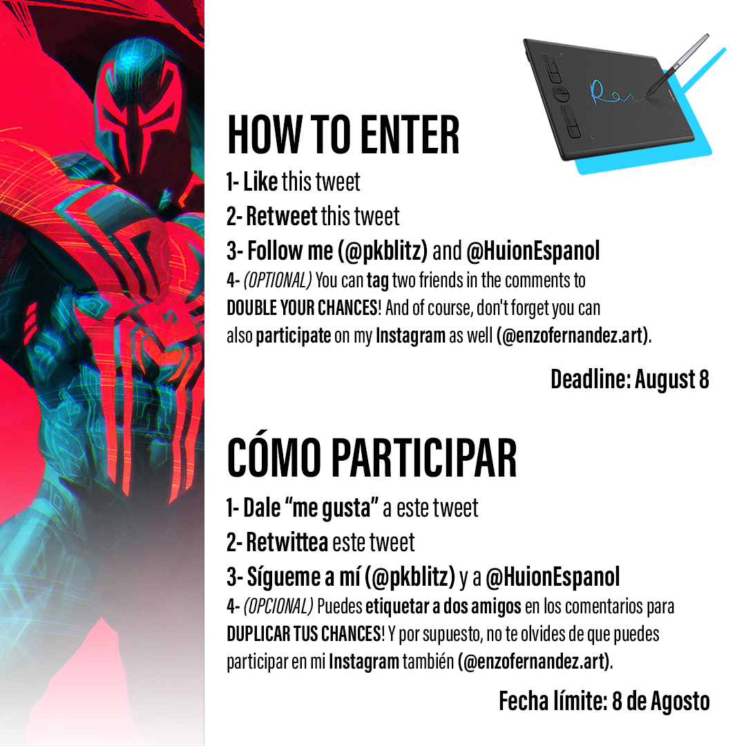pkblitz's tweet photo. ‼️GIVEAWAY TIME‼️

INTERNATIONAL GIVEAWAY in collab with Huion! Join to win a H580X. To enter, just like ❤️, RT and follow me + @HuionEspanol

SORTEO INTERNACIONAL en colaboración con Huion! Puedes ganar una H580X. Para participar, dale ❤️, RT y sigueme a mí y a @HuionEspanol https://t.co/9ZqZ9MNzTi