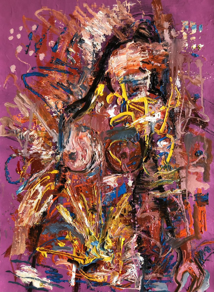 “Desnudo femenino” (Inspirado en “Desnudo sentado” de Modigliani) Óleo sobre papel 50cm x 70cm 19in x 27in #art #arte #artwork #expressionism #oilpainting