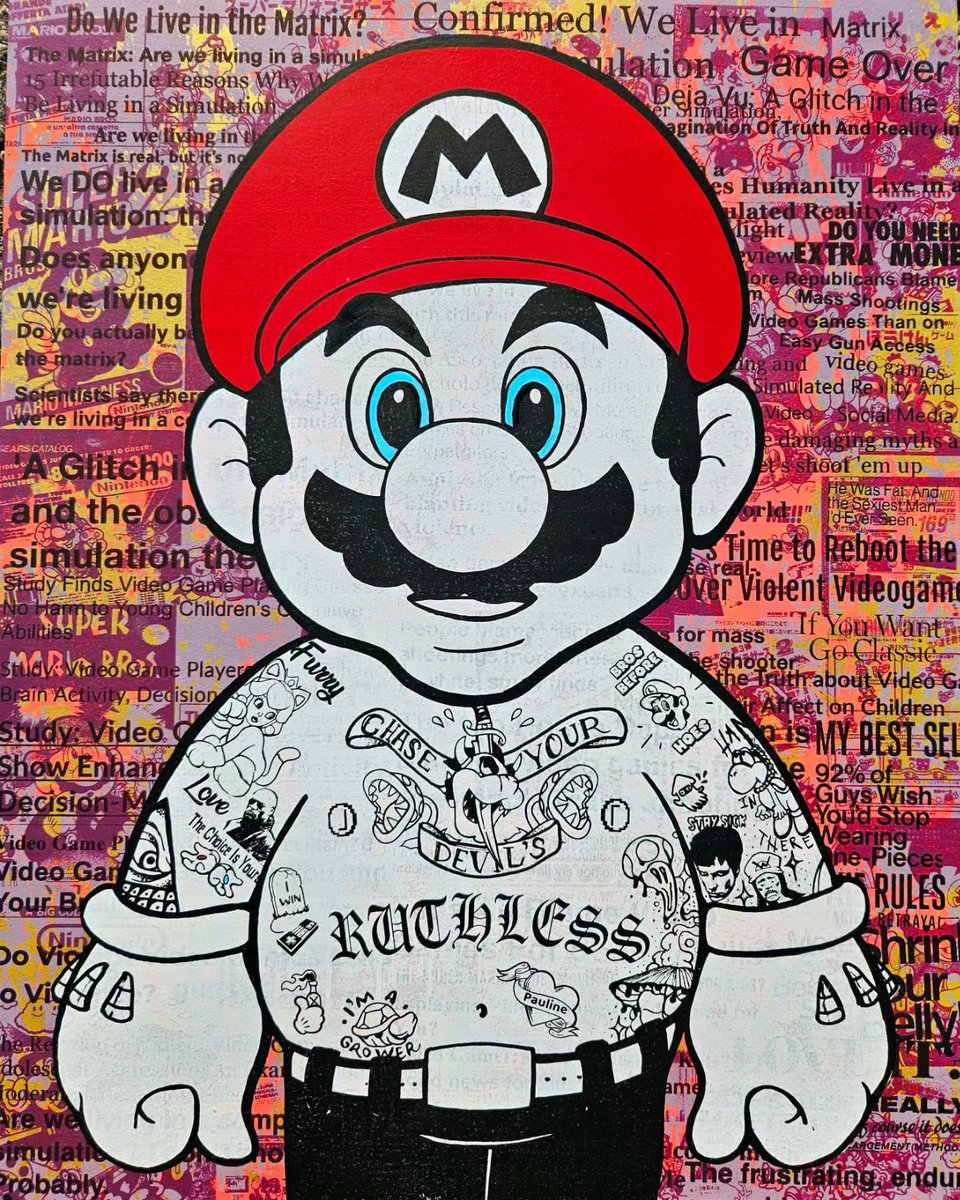 Ruthless Mario. 16x20 silkscreen with mixed media. #printmaking #popart
#mario #popculture