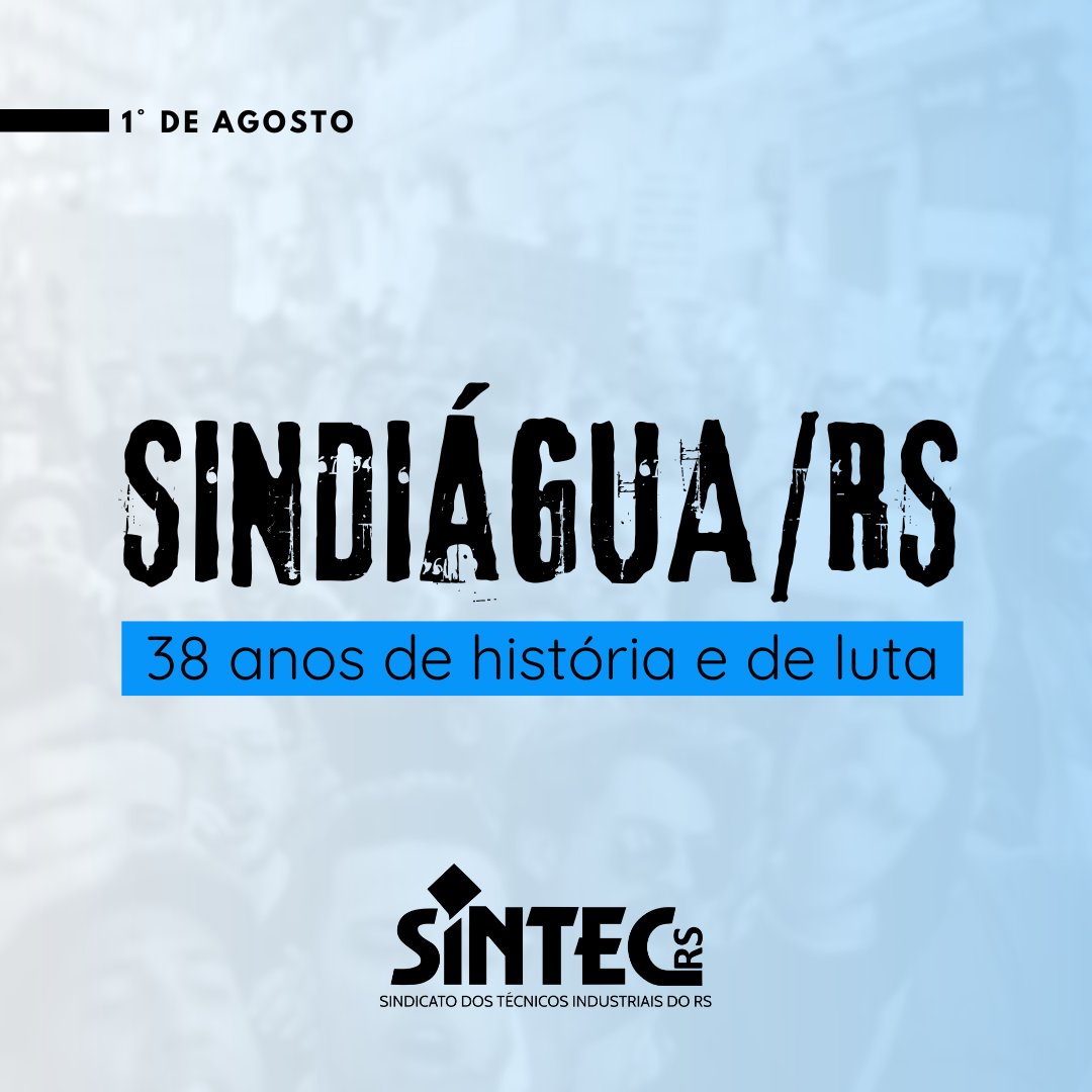 Sintec_RS's tweet photo. Nesta terça-feira, 1° de agosto, o SINDIÁGUA/RS completa 38 anos de história e de luta! O SINTEC-RS parabeniza a entidade que, há mais de três décadas, atua em defesa dos trabalhadores e trabalhadoras, bem como, da água pública. Juntos, somos mais fortes! https://t.co/M4HhFe3FRg