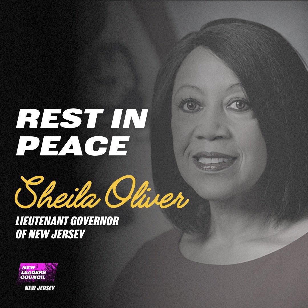 NLC_NJ's tweet photo. Our NLC Family is saddened to hear of the passing of Lt. Gov. Sheila Oliver. A powerful woman of many firsts, @LtGovOliver broke countless barriers to continue advocating for a more equitable NJ for all.

We send our condolences to her family &amp; loved ones. May she rest in peace. https://t.co/w2cQmTxHWf