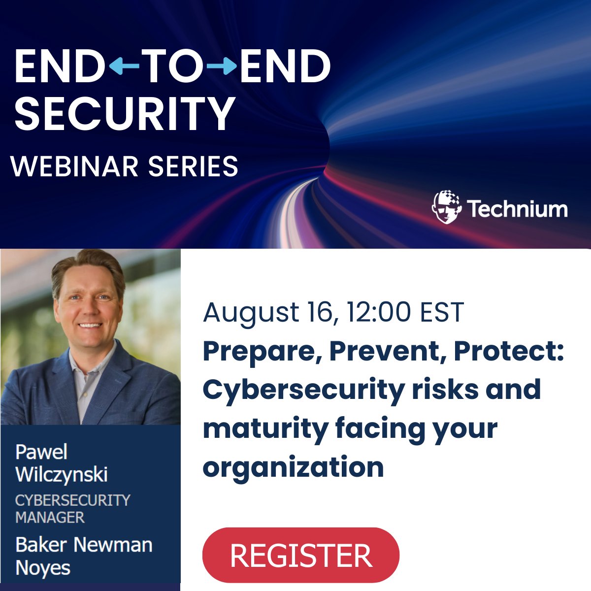 Join Pawel Wilczynski from Baker Newman Noyes (<a href="/bnn_cpa/">Baker Newman Noyes</a>) in our End-to-End Security Webinar on 8/16. He'll discuss recent trends in ransomware strategies and budgeting, cyber insurance coverage, and how to best protect your company against cyber-attacks.
bit.ly/43QtvIz