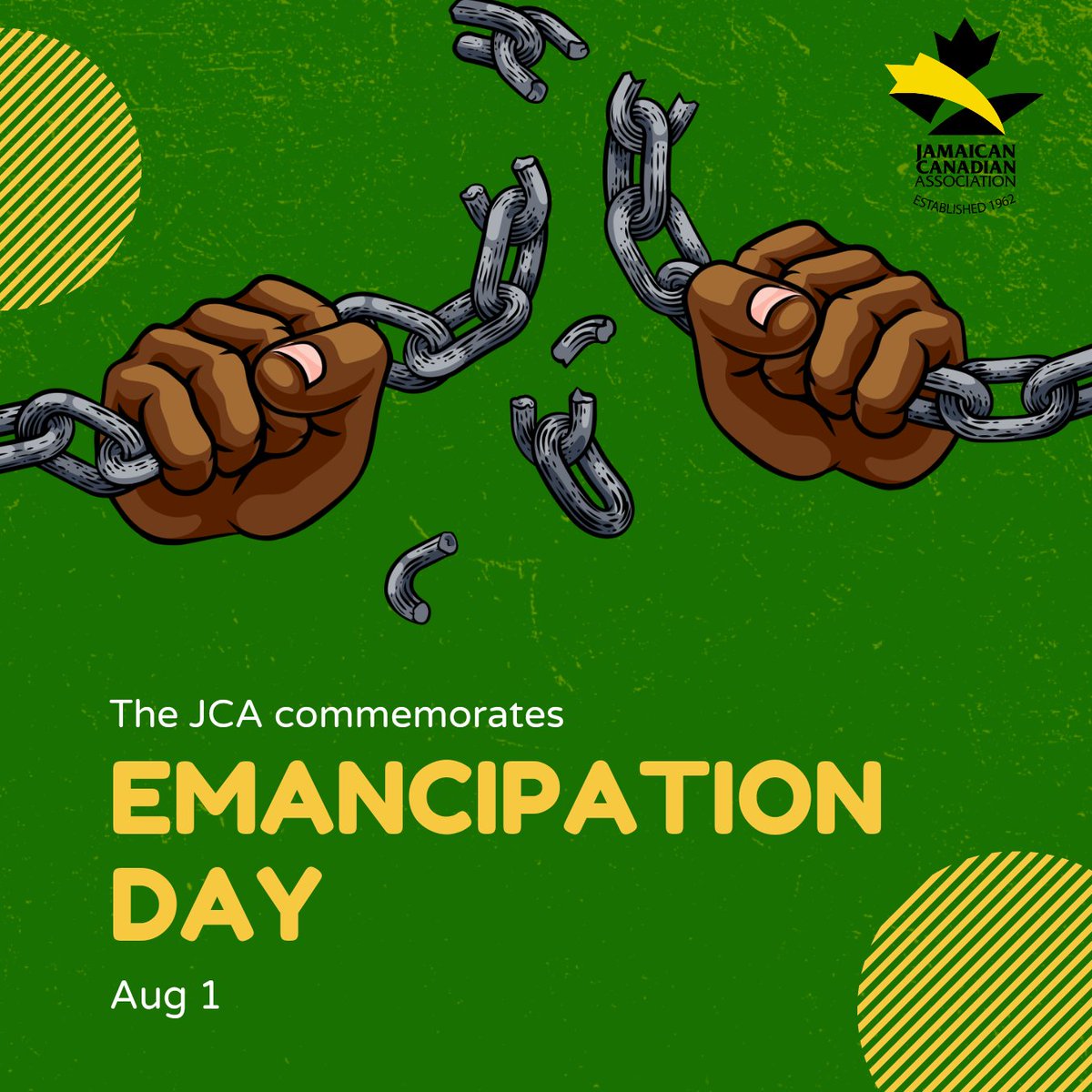 jcaontario's tweet photo. We remember our struggle, honour our ancestors and look forward to a brighter future!
Happy Emancipation Day!
#emancipationday #JCAontario #community https://t.co/v1YzAoVEJM