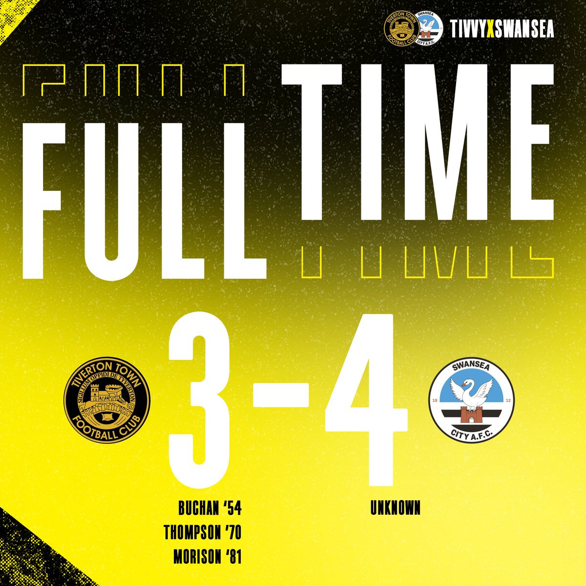 tivertontownfc's tweet photo. FULL TIME 🟡⚫️

#TIVSWAN 🟡 3-4 🦢
#YellowBlackArmy🟡⚫️