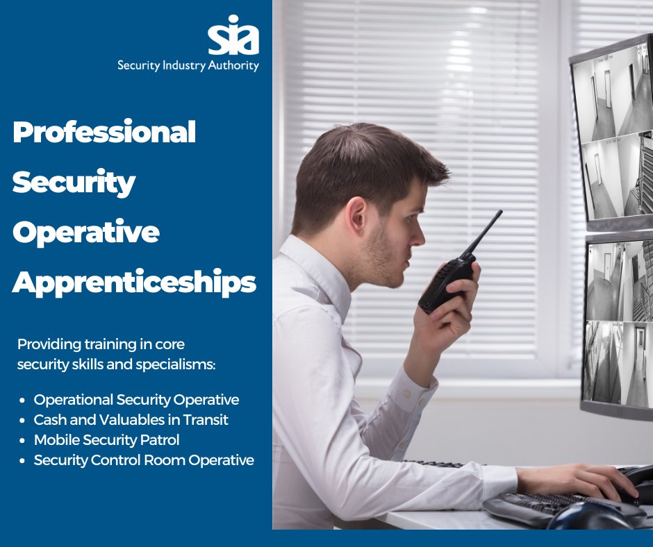 SIAuk's tweet photo. Today the Private Security Industry Trailblazer Group announced the approval of a new, government-funded level 2 Professional Security Operative apprenticeship. The apprenticeship scheme is available throughout the UK. Read the full story:    https://t.co/NgU6JmdPUm  #SIATraining https://t.co/wD5kTNzDPS
