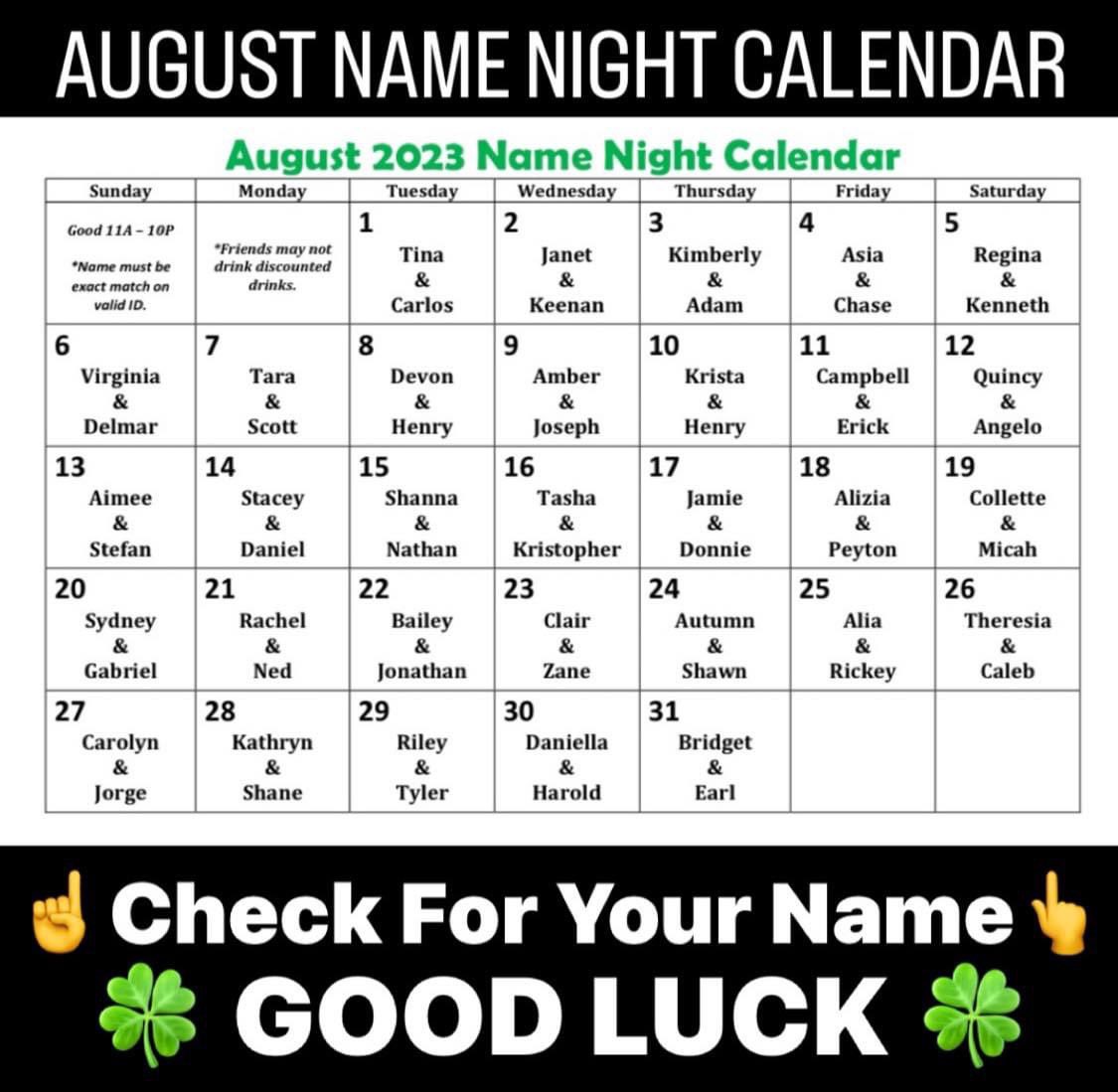 TheGoosesAcre1's tweet photo. Feeling LUCKY? 🍀
#Drinks & #Drafts
@TheGoosesAcre1
$.25 #WellDrinks🥃
10oz #Domestics🍺
If your name appears on
our #NameNightCalendar
Name must be an exact match
w/your 21+ valid ID/Passport
Only named party is eligible
Good only on the date name is listed from 11AM-10PM https://t.co/r9tQBr9y3J