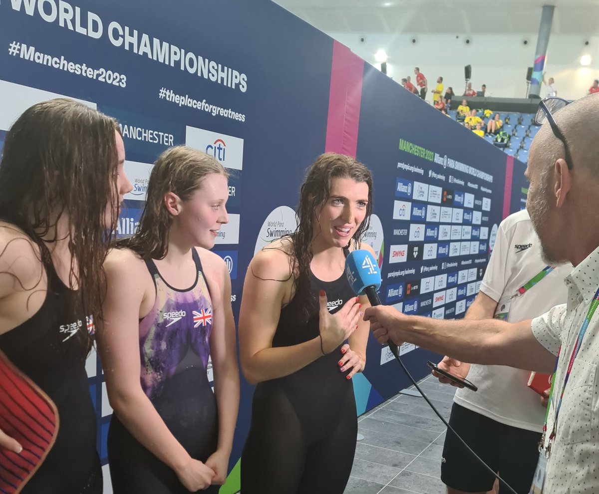 Great to be back working with the athletes @paraswimming #Manchester2023 A GB 1 2 3 in the S14 100m Backstroke congratulations to @BethanyFirth2 🥇 Poppy Maskell🥈 and Georgia Sheffiled 🥉