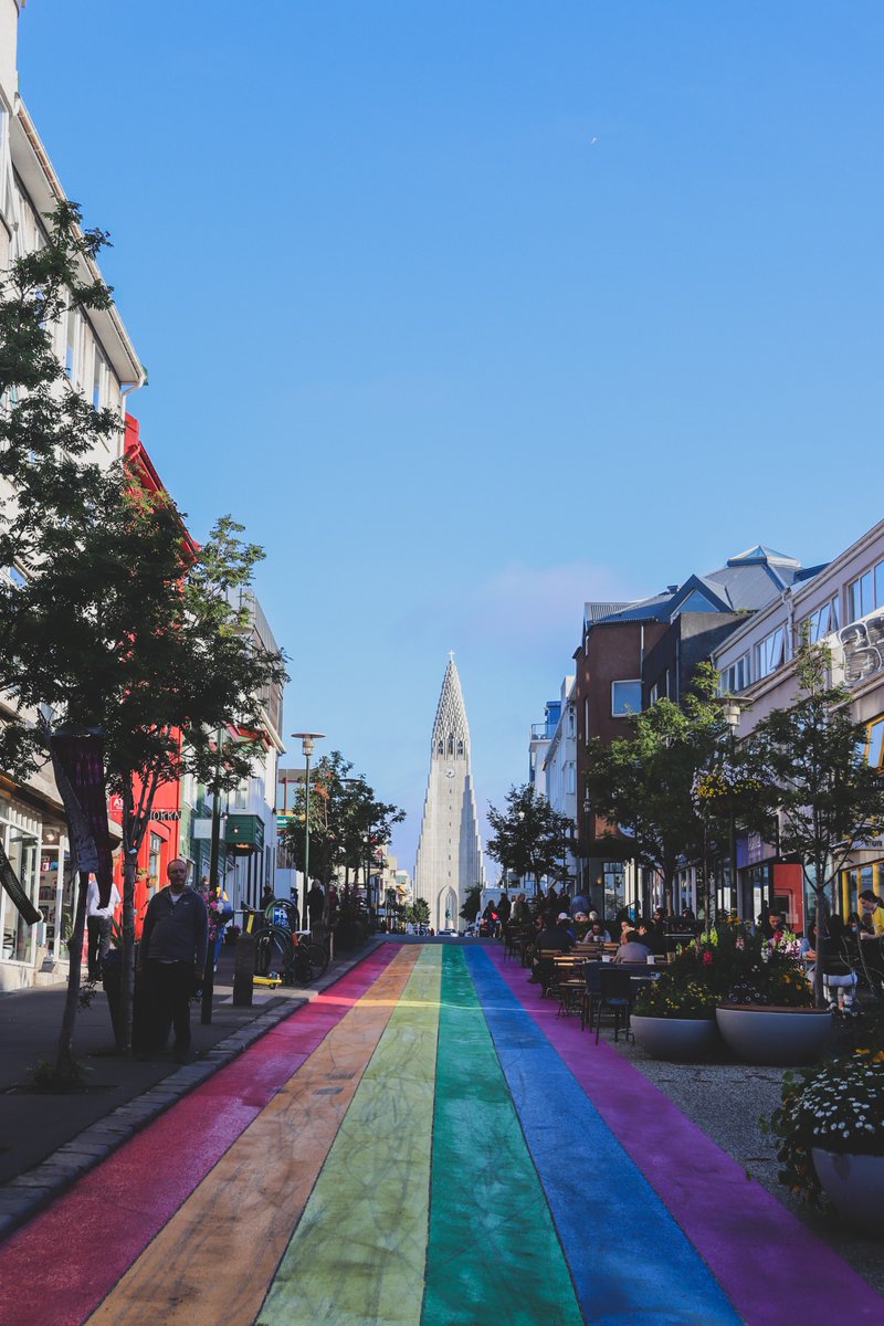 icelandairwaves's tweet photo. There's nothing like strolling downtown on a summer's day. Here's Reykjavík's permanent rainbow street, always beautiful.

📸 Héloïse Delbos https://t.co/D7uKCJNaCt