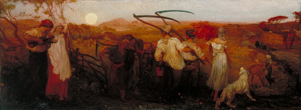 ellin_anderson's tweet photo. Not yet a harvest moon, but the corn is growing high. #GeorgeHemingMason, "#TheHarvestMoon" (1872). #FullMoon #AngloSaxon #GrainMoon #NativeAmerican #SturgeonMoon #AugustFullMoon #moon https://t.co/LytzefCbJh