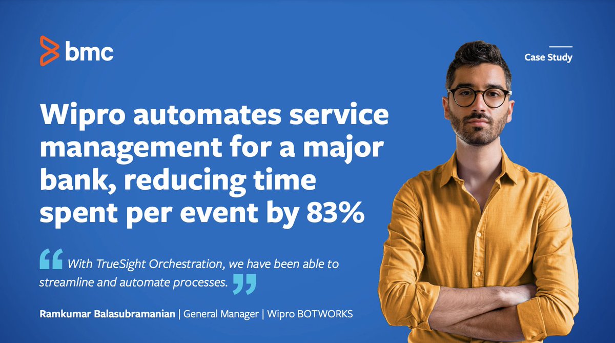 BMCSoftware's tweet photo. Wipro be like: 'Ticket, ticket, gone!' Learn how they automated 87k event tickets, cut mean time to repair by 60%, &amp; saved over 20k staff hours in just 10 months with BMC! Read this #TestimonialTuesday below. #WiproWins #OneBMC https://t.co/Ug0weiJSXN https://t.co/codjQQT7jN
