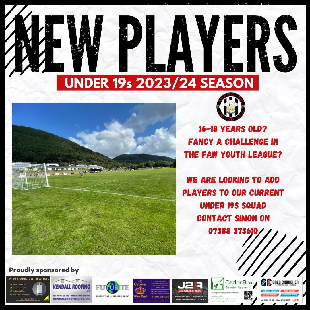 AbercarnUnited's tweet photo. ⚽️⚽️⚽️ ‼️ 

We are looking to strengthen and add numbers to our Under 19s squad!

See Simon’s details below, all welcome!

#AUFC

🖤🤍 https://t.co/jnEMJhPQKC