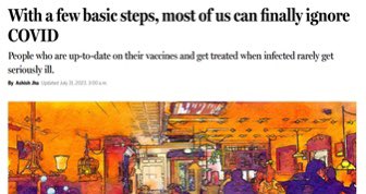I try to focus on policies (vs people), but I’ve been asked a lot about this specific article. The premise is YOU CAN IGNORE COVID (…if you’re up to date on vaccines and take Paxlovid when sick…). But the headline buries the lede, almost to the point of being disinformation.