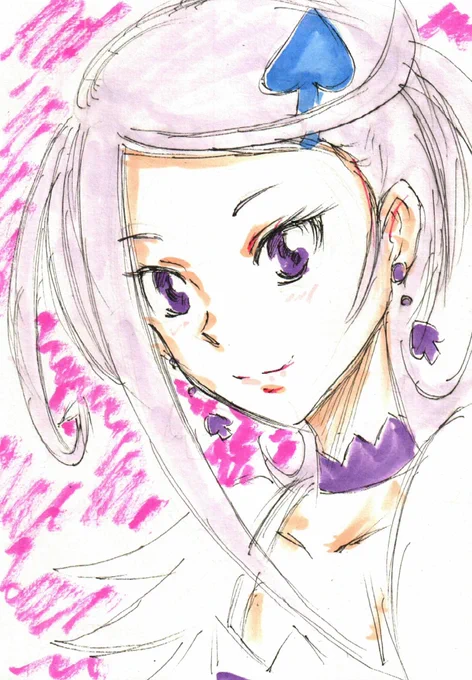 #プリキュア版深夜の真剣お絵描き60分一本勝負 お題「紫キュア」 キュアソード。 描いた途端、投稿せずに寝落ちしてました。
