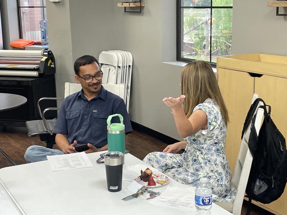 TeachinTodd's tweet photo. Thanks to @philboyte and #learningforliving for some ice breakers to start our day @ #thegallowayschool We played #oneword (phrase) and #photoswipe - so much laughter and connection in our pairs! #tgs2324 #weloveournewteachers https://t.co/y1b9TWRpT7