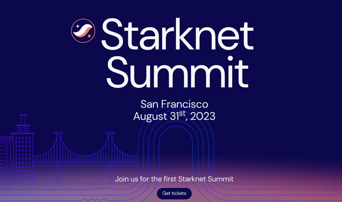 <a href="/Starknet/">Starknet (Privacy x BTCFi arc) 🥷</a> is about to hit San Francisco with their first Starknet Summit conference on August 31st

We've got 5 free tickets for Bankless Citizens 🎟️