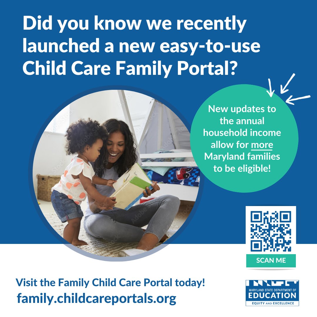 There's a new family portal to make it easier and faster than ever to apply for the Maryland Child Care Scholarship program. Spread the word!