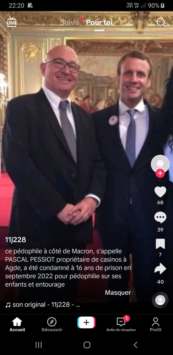 womandream's tweet photo. #Macron photographié aux côtés de #PascalPessiot 69 ans PDG de casinos, organisateur de soirées orgiaques, viols, ayant agressé 4 petites filles de son entourage, détention d'images pédopornographiques
https://t.co/d8K9IWAHO3 https://t.co/h4Fu47W7SZ