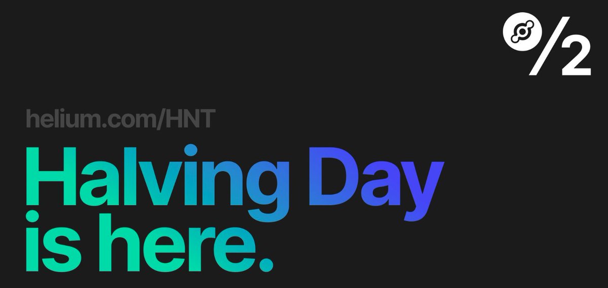 helium's tweet photo. It’s #Helium halving day!

As stated in community-approved HIP20, halvings occur every two years to ensure $HNT scarcity and make Helium more accessible to a broader group.

Learn more about HIP20 here: https://t.co/GCLAJ9KwhN https://t.co/eIfBLePprv