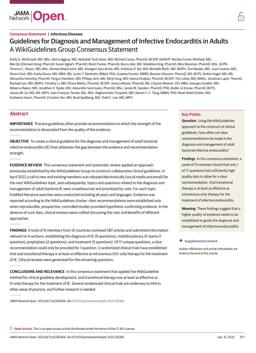 Ed_Alania's tweet photo. 🦠Guidelines: Diagnosis &amp; Management of Infective Endocarditis in Adults @JAMANetworkOpen #Cardiology #CardioEd #enarm #FOAMed https://t.co/gpMGPPOgVX