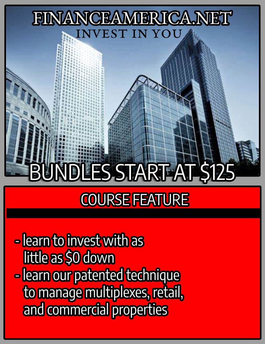 🔑 Key areas we cover:

Property Management 🏘️
Real Estate Investing 📈
90 Days or Less Listings 📅
Zero Money Down Purchases 💸
Become an expert in these fields with FinanceAmerica.net! #ExpertGuidance #ProvenMethods