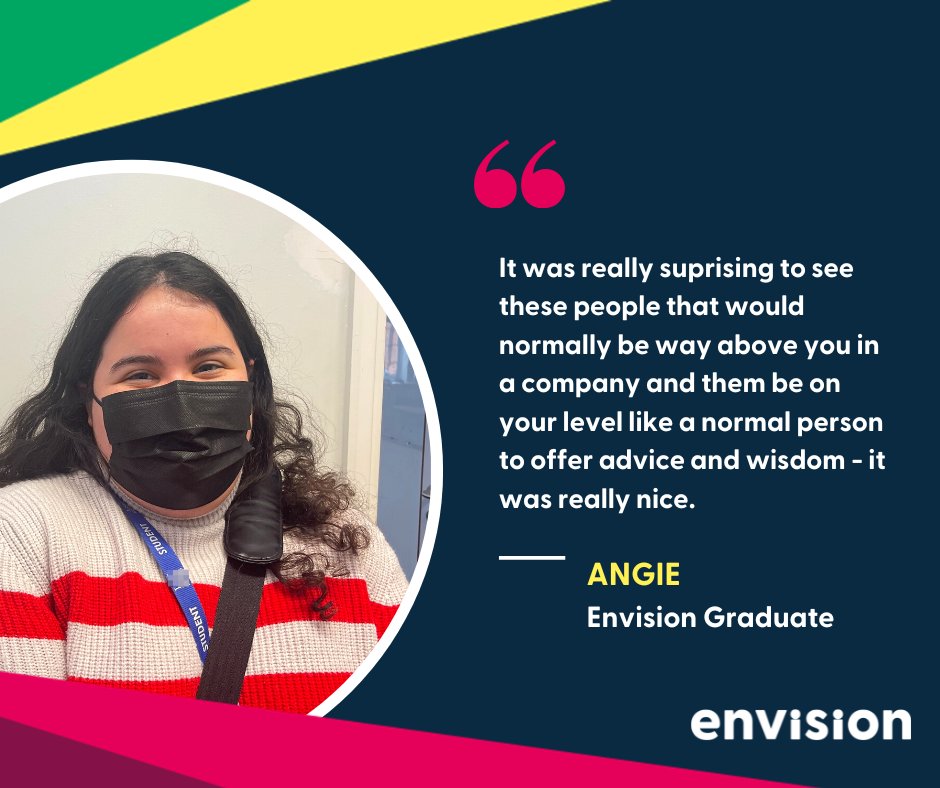 envisionUK's tweet photo. We could not have said it better ourselves! Recently finishing the programme, Angie reflected just how impactful working with her mentors to deliver her social action project really was 🤝

#SkillsStories #EssentialSkills #MotivationaMonday #QuoteOfTheDay https://t.co/js9wQFvaQ0