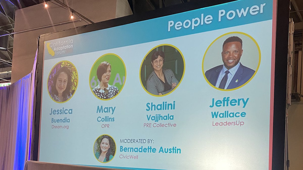 Enjoying the #CAF2023 People Power panel including <a href="/JefferyTDW/">Jeffery Wallace</a> of <a href="/Leaders_Up/">LeadersUp</a> &amp; other leaders talking about centering climate adaptation projects in equity, quality jobs and economic sustainability