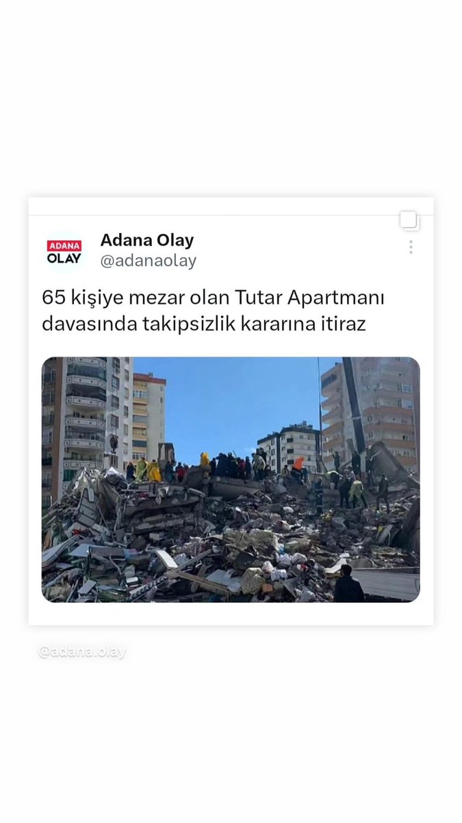 tutarsitesi's tweet photo. Bir retweetiniz yeter. Bizim, hayatını kaybeden yakınlarımızın hakkını aramayacağımızı kimse düşünmemeli. Sonuna kadar gideceğiz. Siz de bize sesimiz olarak destek olabilirsiniz. @ismailsaymaz #tutarsitesi #tutarortakdavamız #Adana #deprem https://t.co/bPqf5kmd4Q