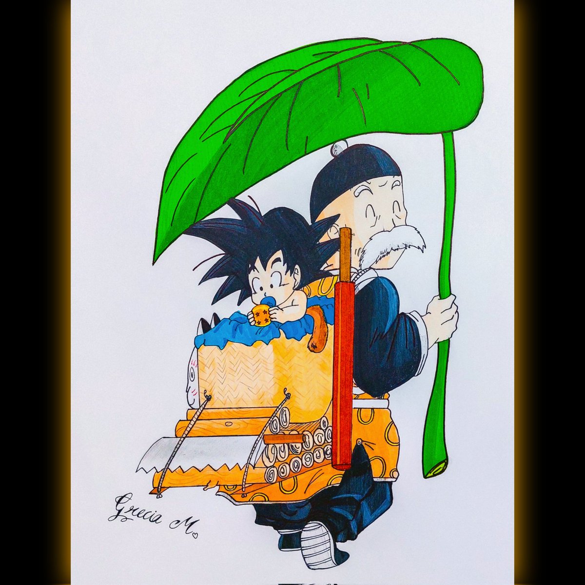 Mi corazón se lleno de alegría y tristeza cuando hice este dibujo de Dragon ball. El Abuelo Gohan y Goku pequeño.. agradecida con mi mamá por mostrarme este anime. #FelizMartesATodos #DragonBall #drawing #anime #DragonBallZ #DragonBallSuper #anime #animefanart #AnimeLover