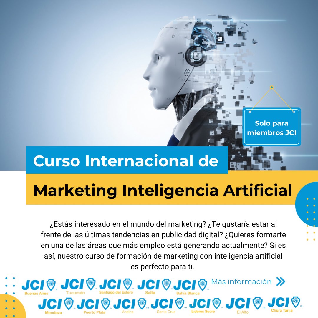 JCIPOP's tweet image. #ALERTAOPORTUNIDAD: ¡Es hora de liderar el campo de la IA! 📈🤖

La inteligencia artificial (IA) es una tecnología que está revolucionando, incluido el marketing.  Hemos unidos esfuerzos y junto a nuestros hermanos de credo y creamos un espacio de innovación y creatividad.