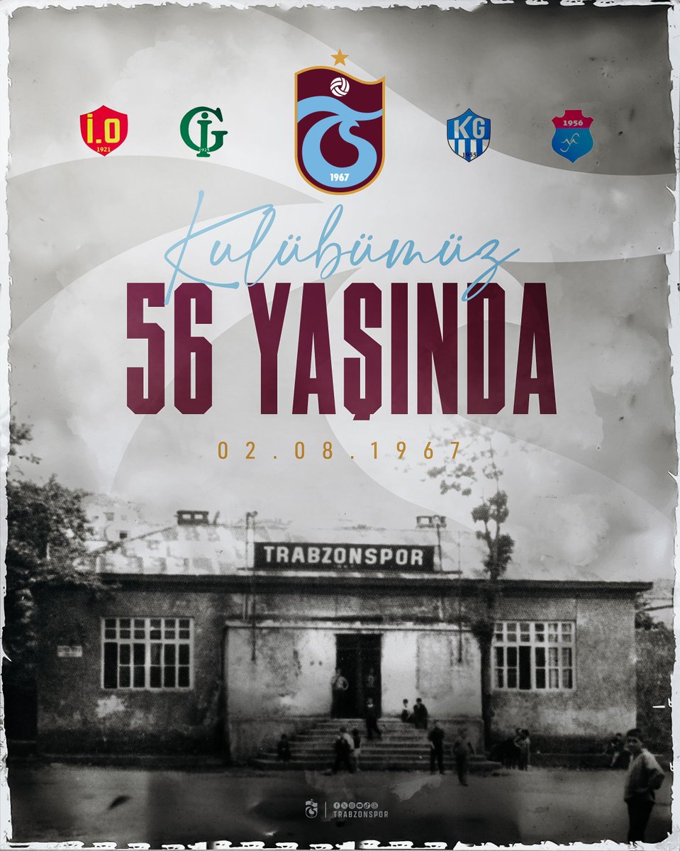 Büyük Trabzonsporumuz 56 yaşında!

2 Ağustos 1967 tarihinde koyu bordo ve açık mavi bir daha ayrılmamak üzere bir araya geldi. 

Büyük mücadele sonrasında kazanılan beraberlik duygusu aynı bir Karadeniz fırtınası gibi önünde durulmaz bir gücün doğmasını sağladı.

#2Ağustos1967